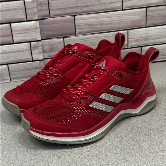 Adidas Crimson Sneakers size 4.5Y Youth shoes with Metallic Stripes - Picture 3 of 16